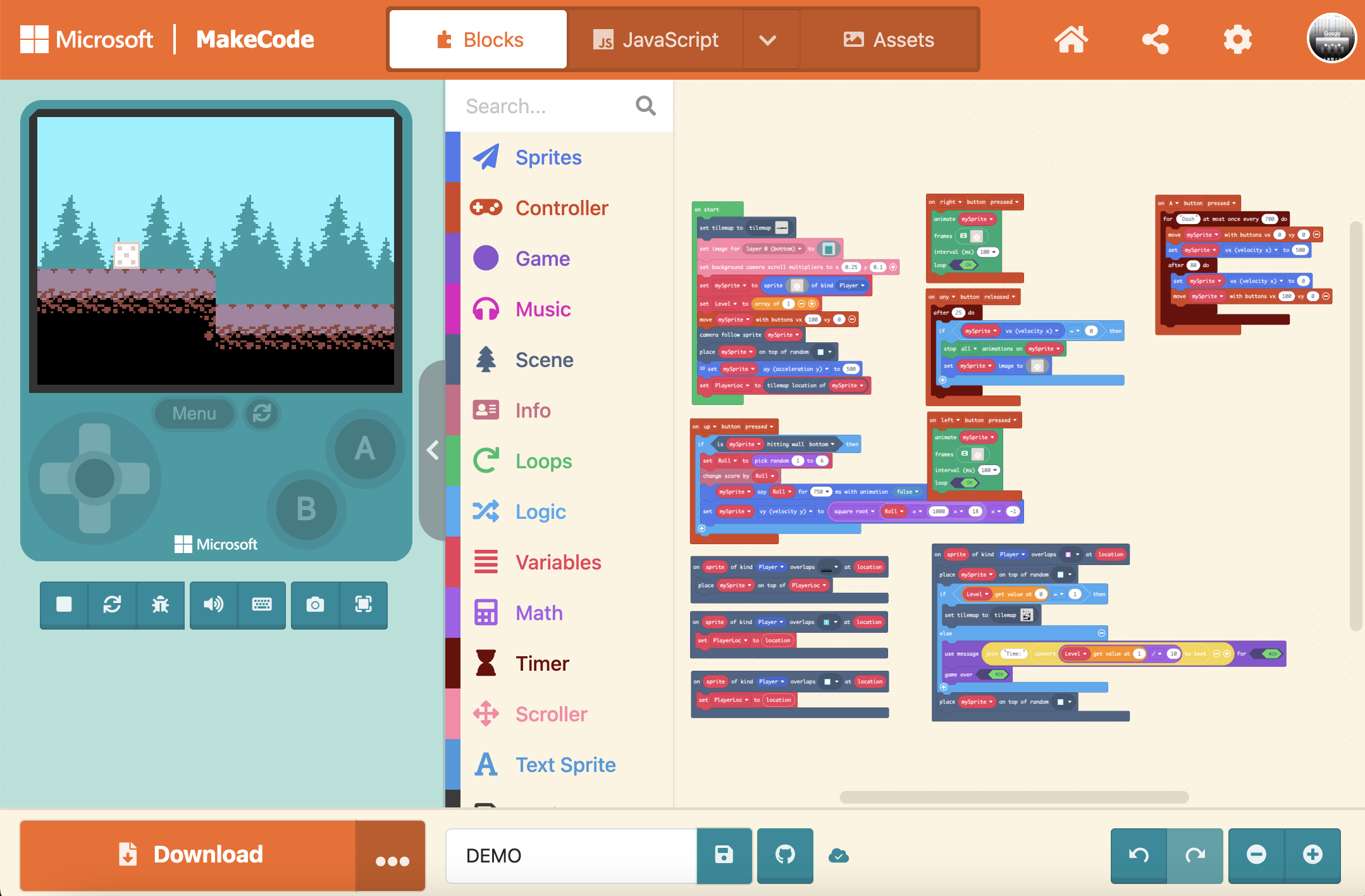 MakeCode Arcade Interface